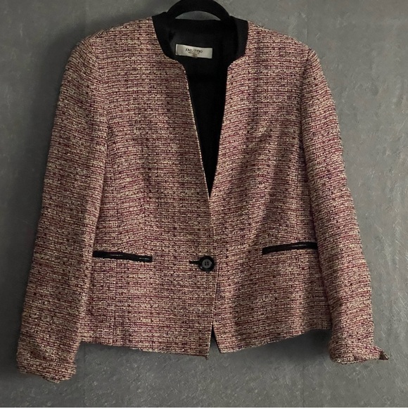 Jones Studio Separates, Black/Red Multi Color Long Sleeve Blazer/Jacket Sz 12 - Picture 5 of 9